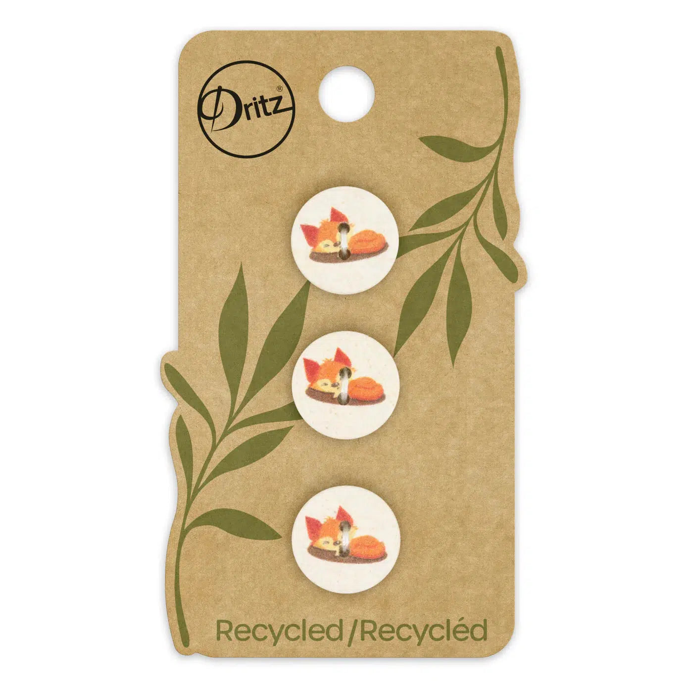 Dritz-15mm Recycled Cotton Button Card - Fox-button-gather here online