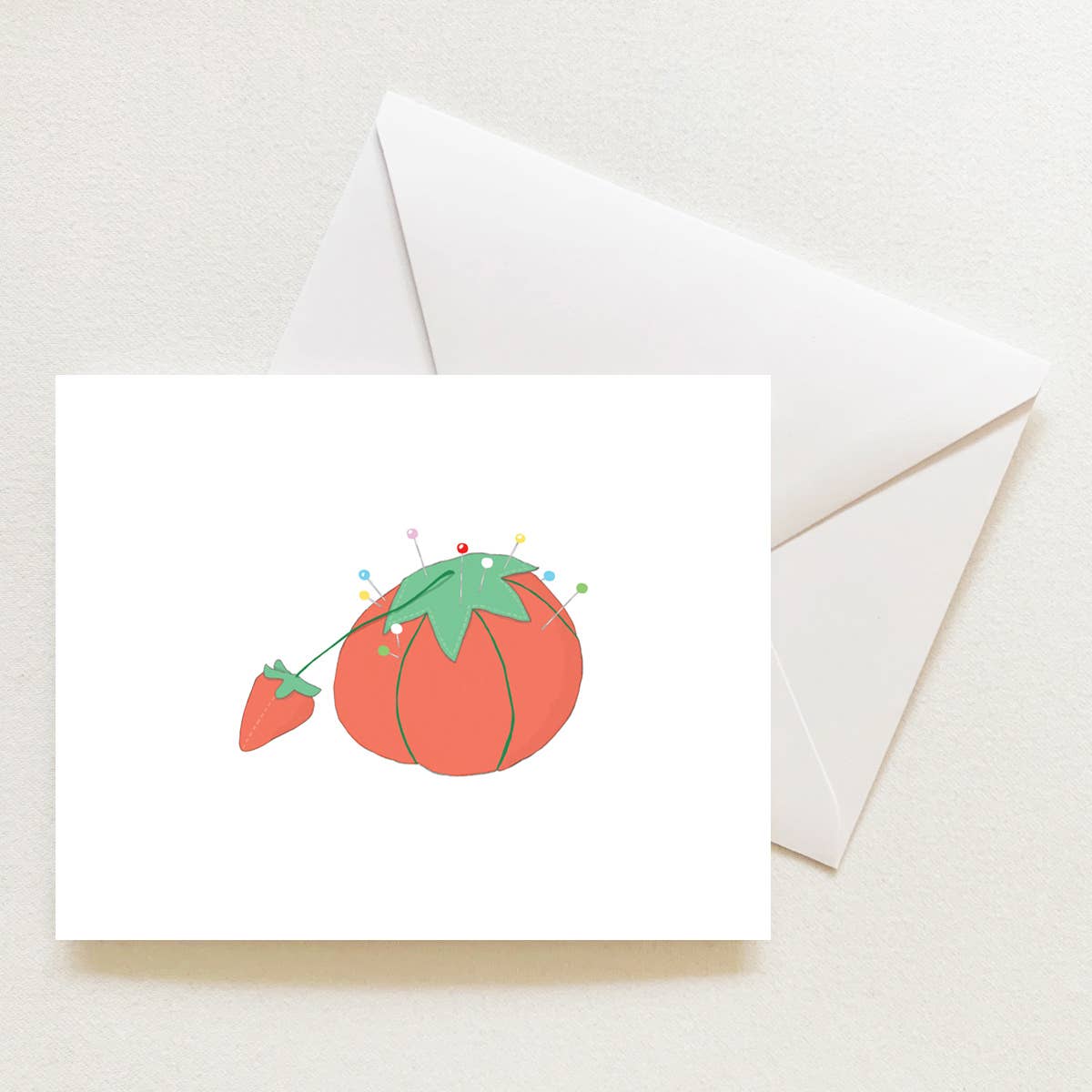 Sara Fitz-Tomato Pincushion Note Card-greeting card-gather here online