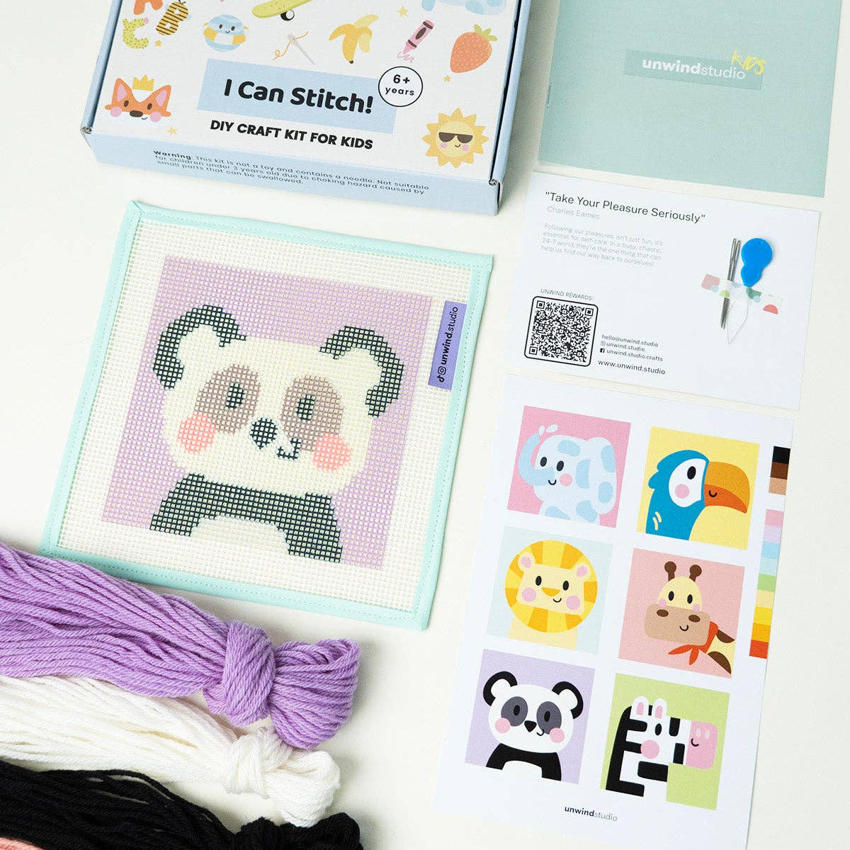 Unwind Studio-Pepper the Panda - Needlepoint Kit for Kids-xstitch kit-gather here online