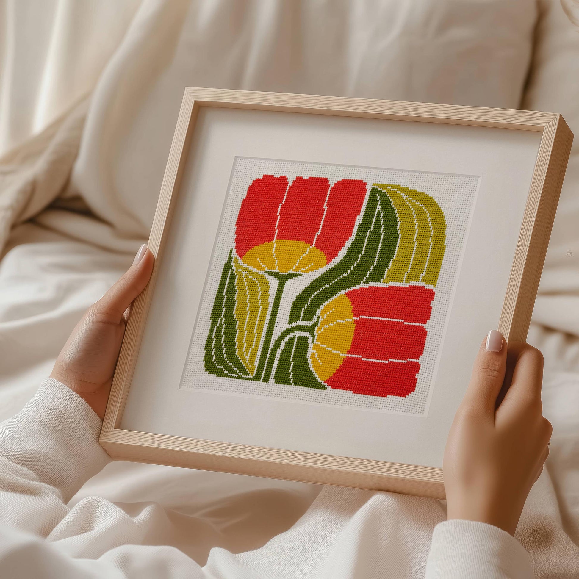 Budgiegoods-Twin Blooms Beginner Cross Stitch Kit -xstitch kit-gather here online