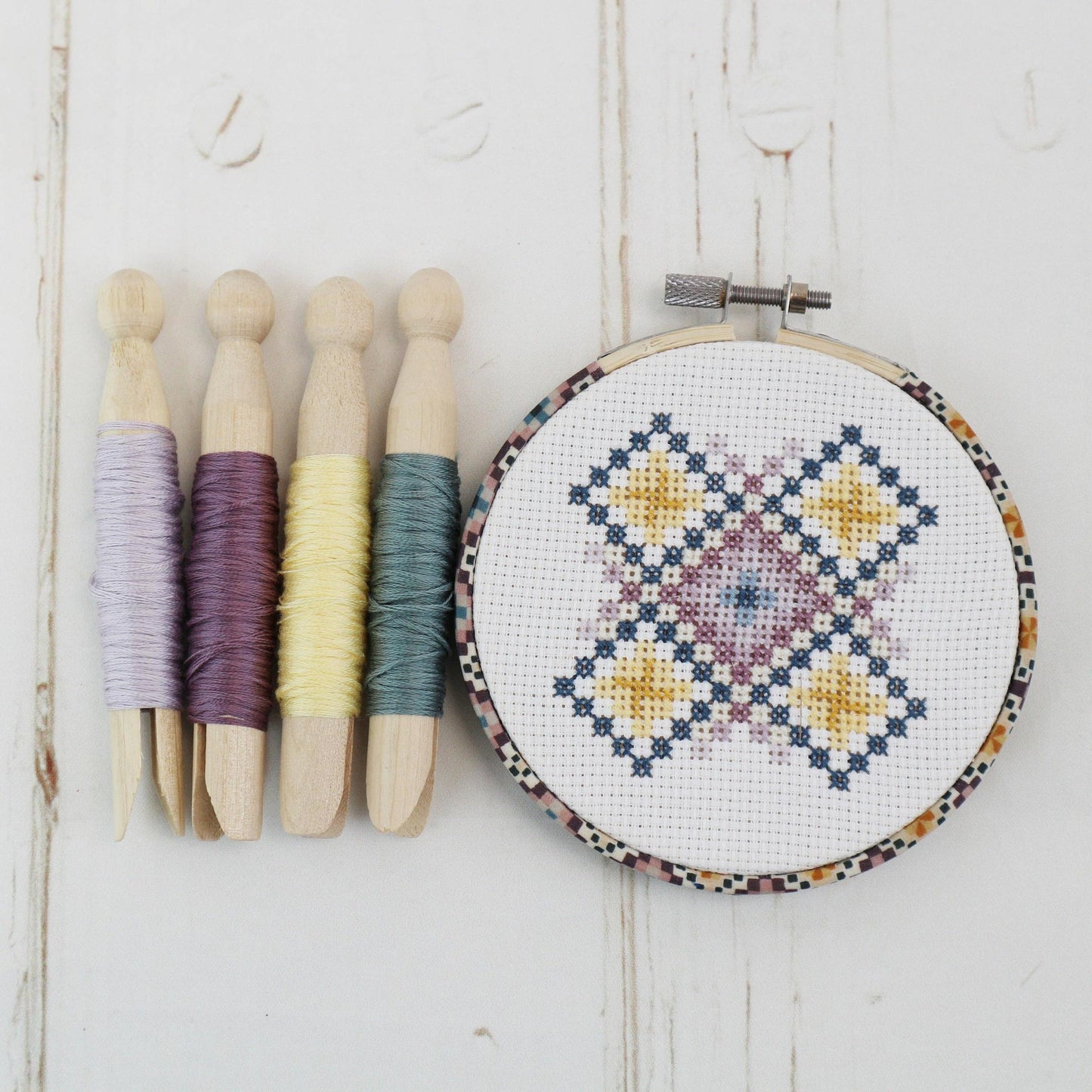 Stitchkits Crafts-Geometric Cross Stitch Kit, 4" Hoop-xstitch kit-gather here online