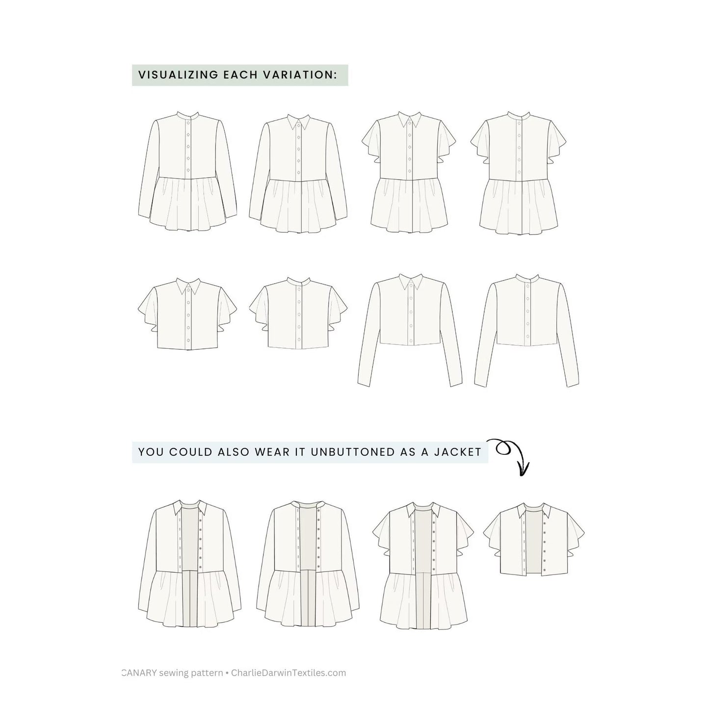 Charlie Darwin Textiles-Canary Top Pattern-sewing pattern-gather here online