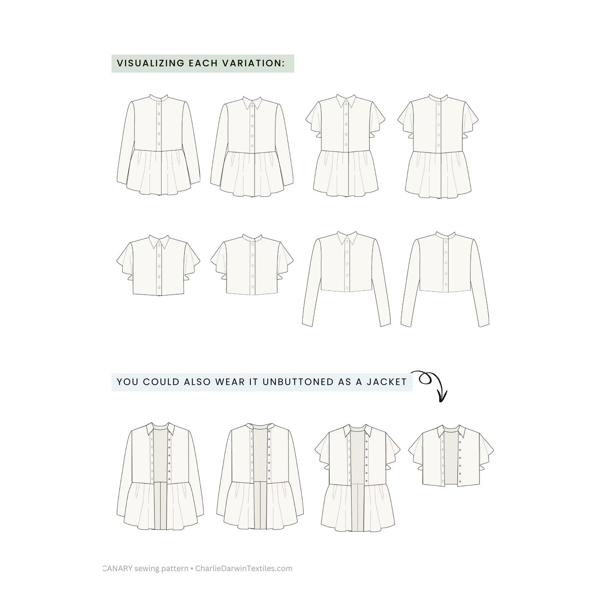 Charlie Darwin Textiles-Canary Top Pattern-sewing pattern-gather here online
