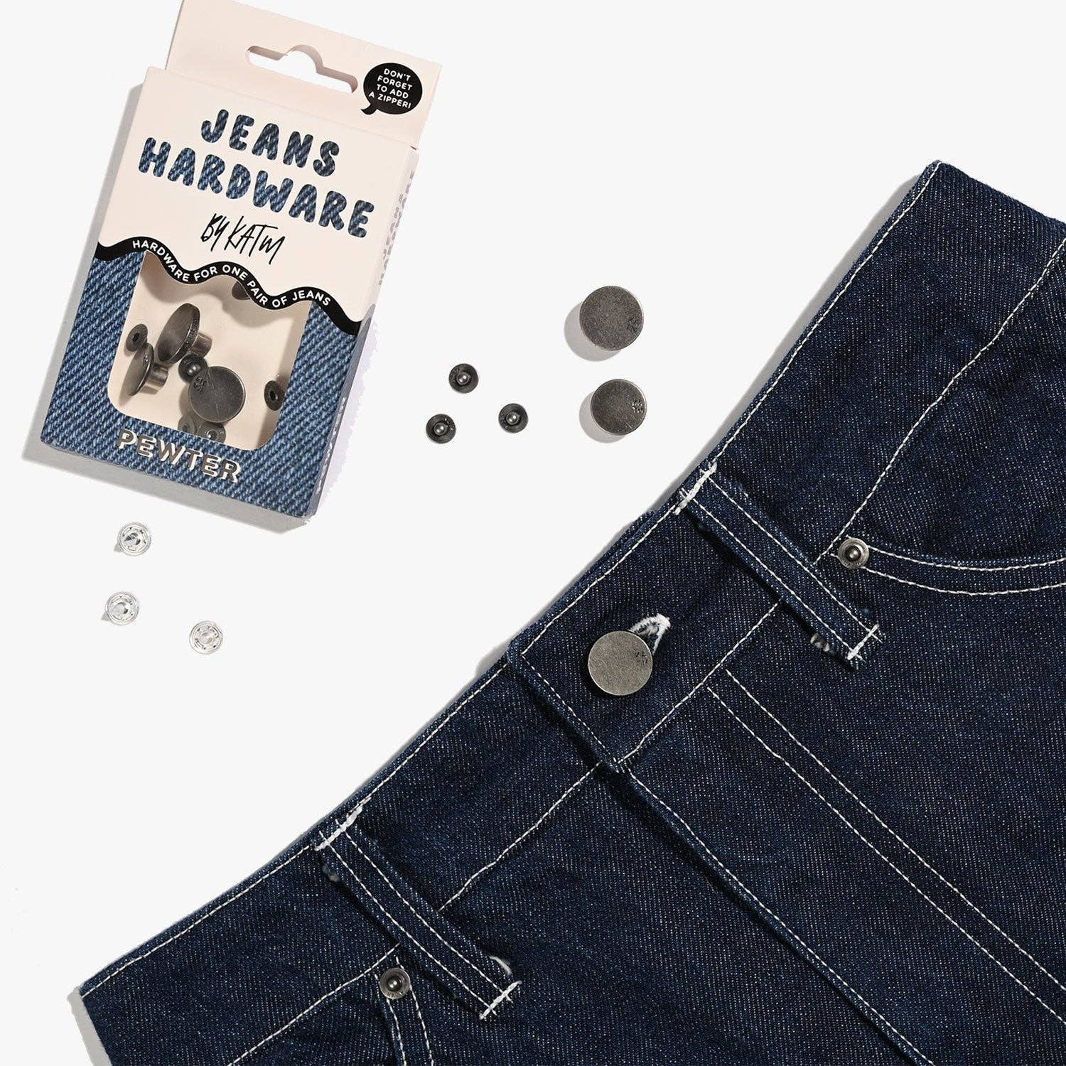 Kylie and The Machine-Jeans Hardware Kit - Pewter-hardware kit-gather here online