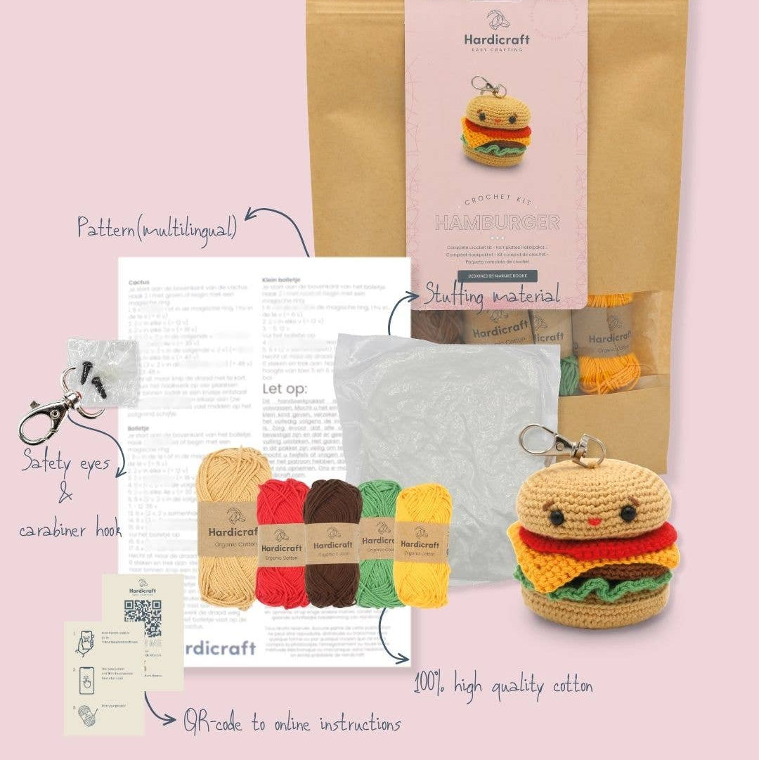 Hardicraft-DIY Crochet Kit - Hamburger Keychain-knitting / crochet kit-gather here online