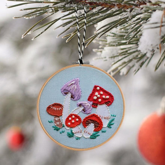 Antiquaria-Mushroom DIY Embroidery Ornament Kit-embroidery kit-gather here online