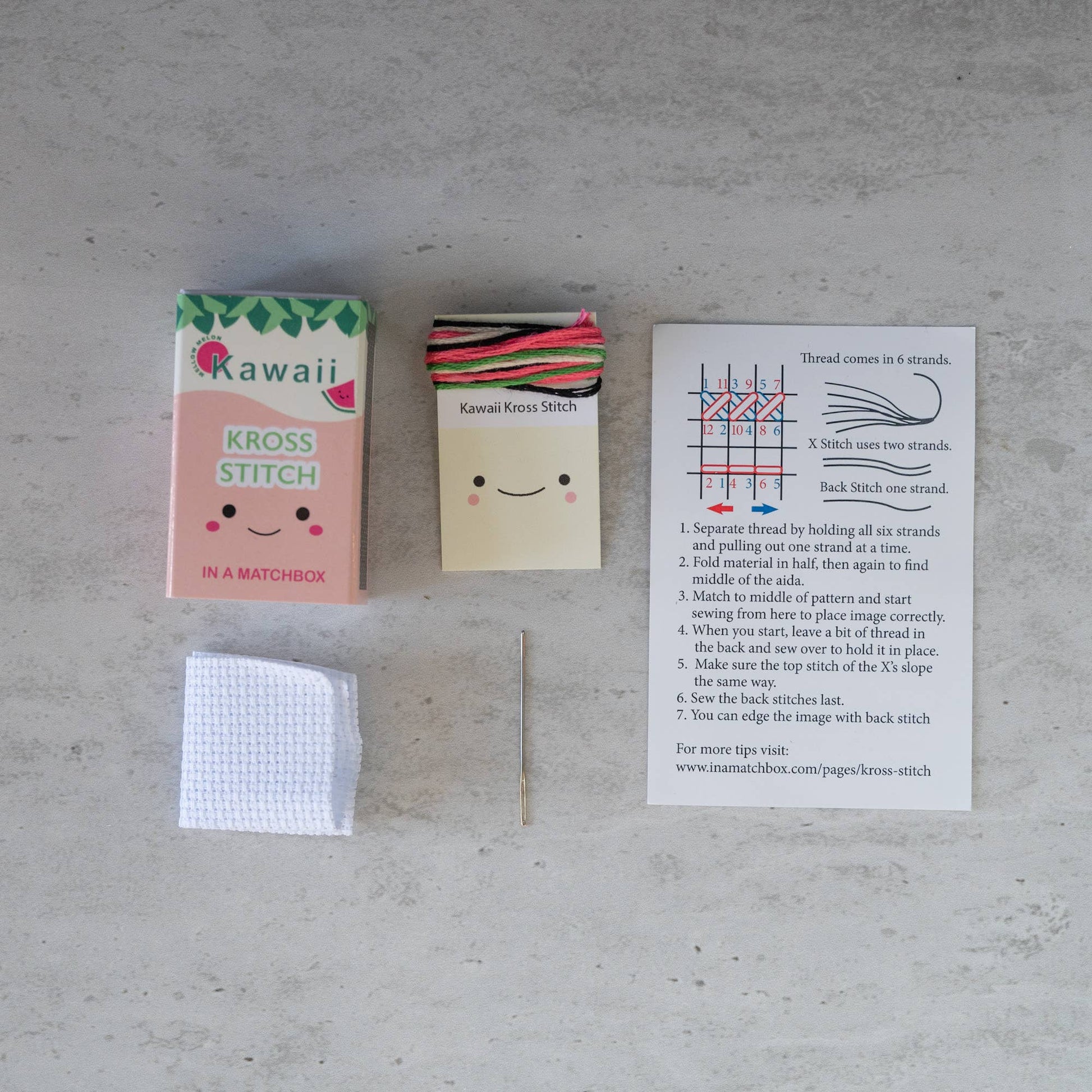 Marvling Bros Ltd-Kawaii Watermelon Mini Cross Stitch Kit-xstitch kit-gather here online