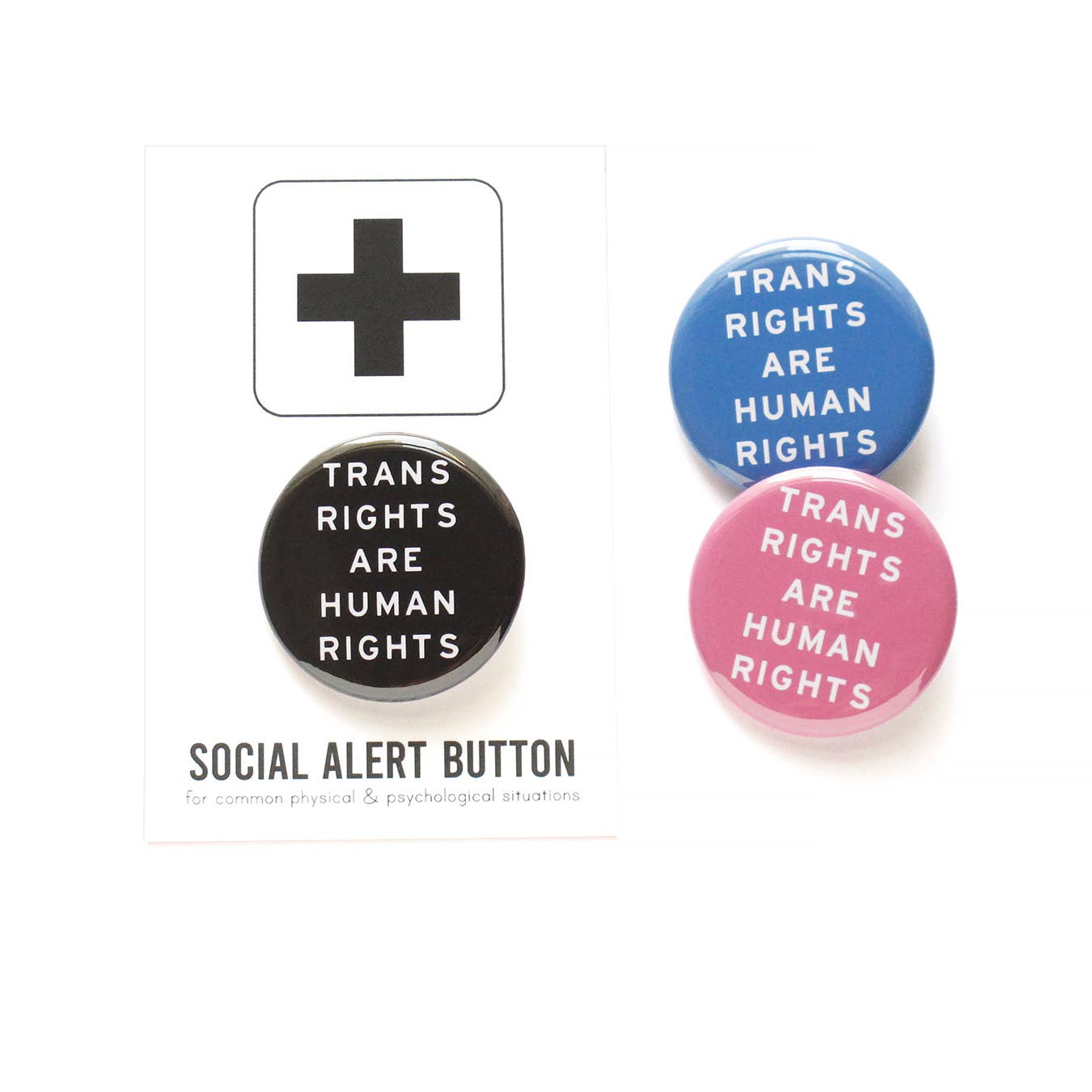 Word For Word Factory-Trans Rights Pink Pinback Button-accessory-gather here online