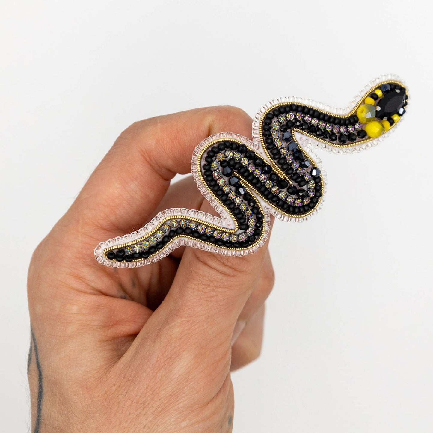 Bead Embroidery Kit: Grass Snake Brooch DIY Craft Set