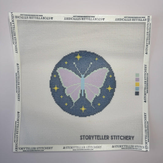 Storyteller Stitchery-Lunar Moth Printed Needlepoint Canvas-xstitch kit-gather here online