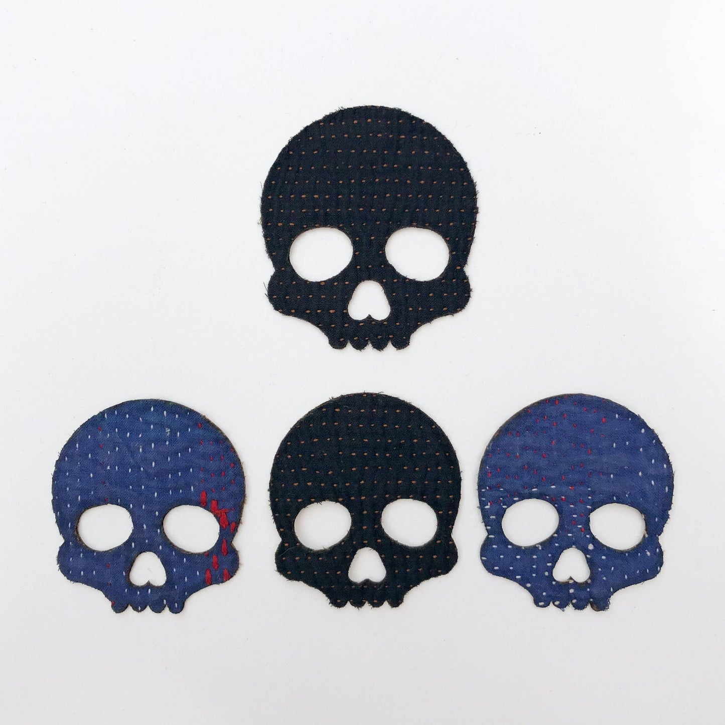 Otto Finn-Small Kantha Skull Iron-On Patch-patches + pins-gather here online