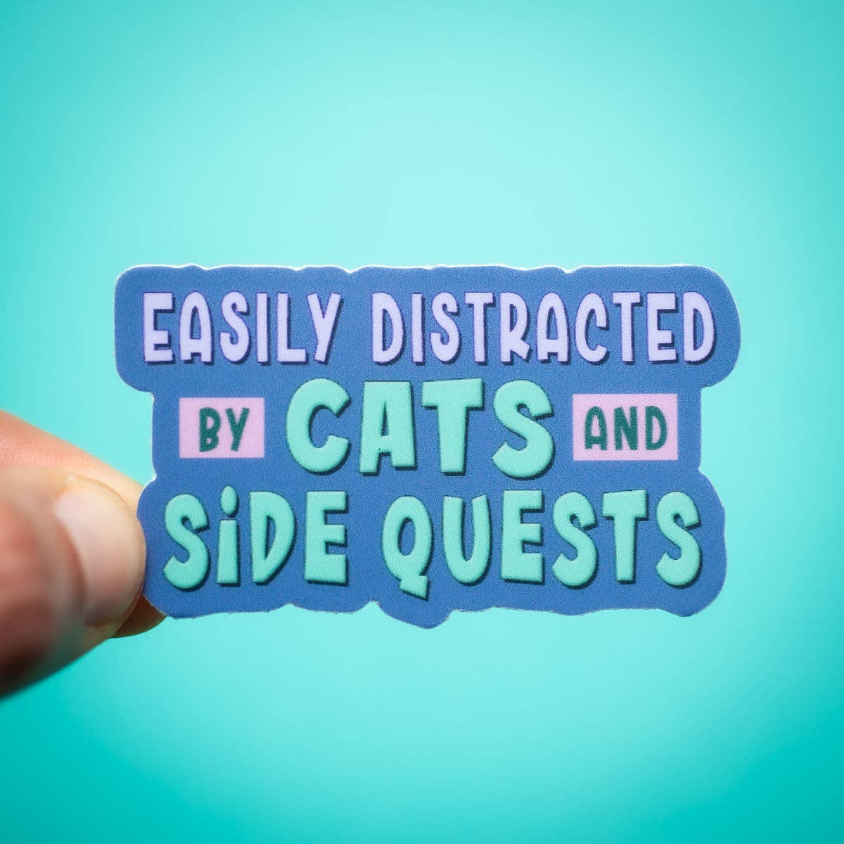 Crafty Queer Studio-Easily Distracted by Cats & Side Quests Sticker-sticker-gather here online