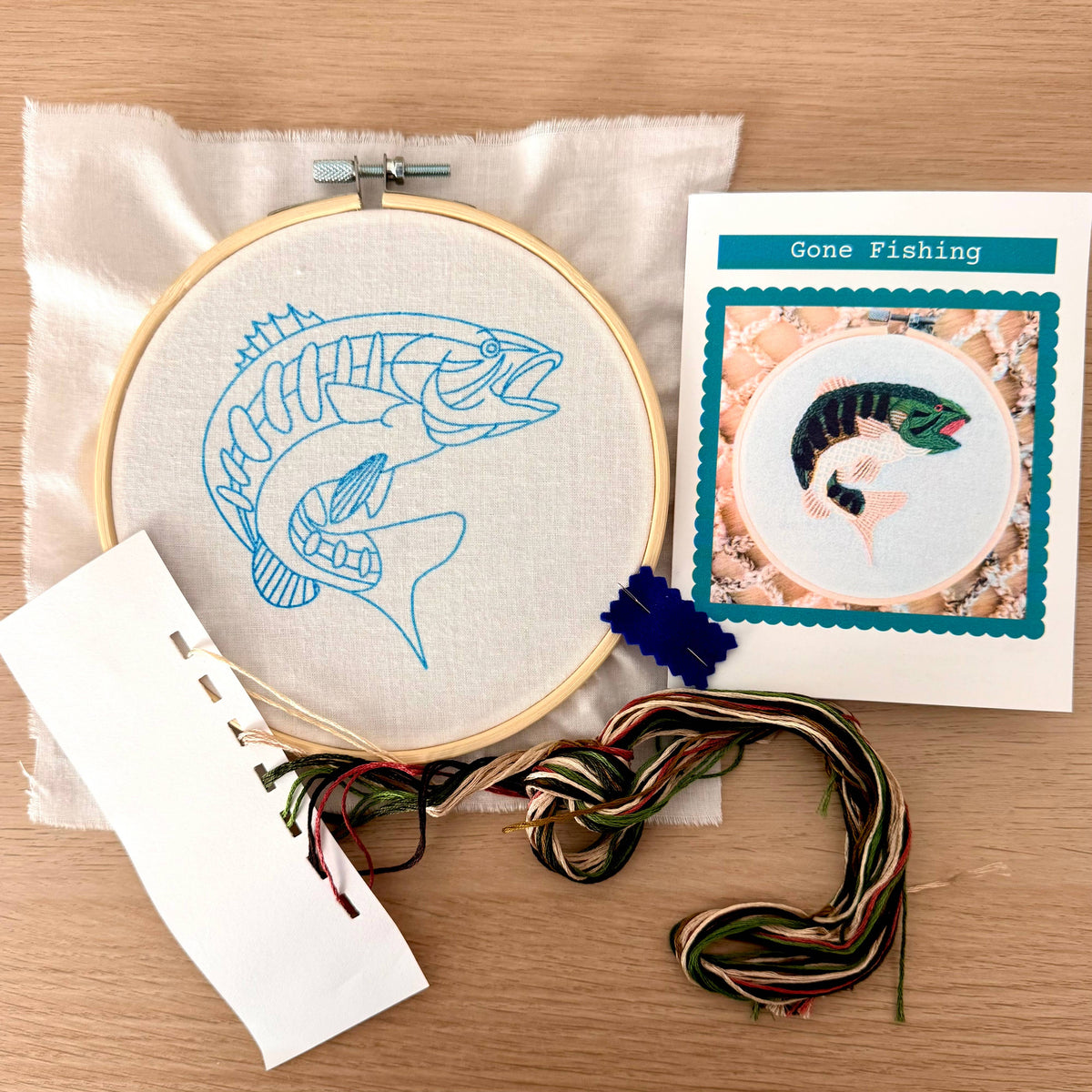 Stitches By Tiff-Gone Fishing Embroidery Kit-embroidery kit-gather here online
