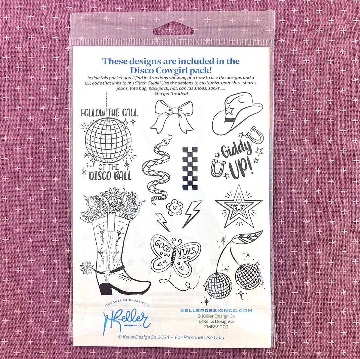 Keller Design Co.-Stick It Stitch It - Disco Cowgirl-embroidery pattern-gather here online