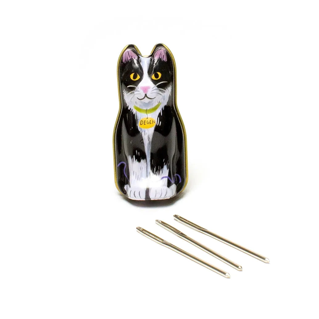 DEGEN-Black Cat Tin - Tapestry Needles-knitting notion-gather here online