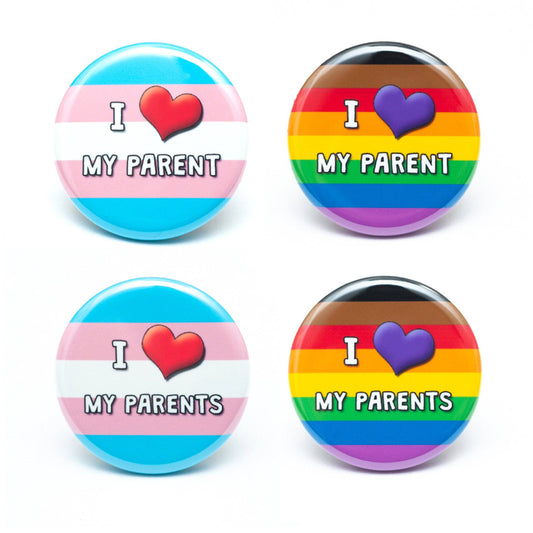 Crafty Queer Studio-I Love My Parent(s) Pinback Button-accessory-gather here online