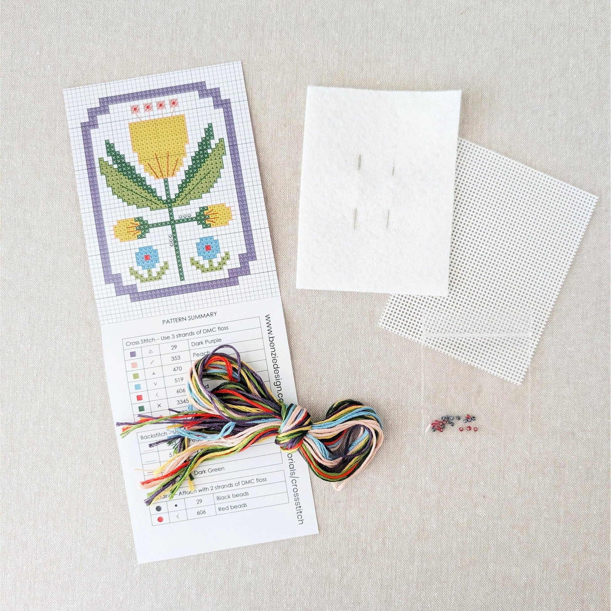 Benzie Design-Framed Florals Tulip Cross Stitch Kit-xstitch kit-gather here online