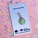 Kitty With A Cupcake-Green Yarn Ball Charm-knitting notion-gather here online