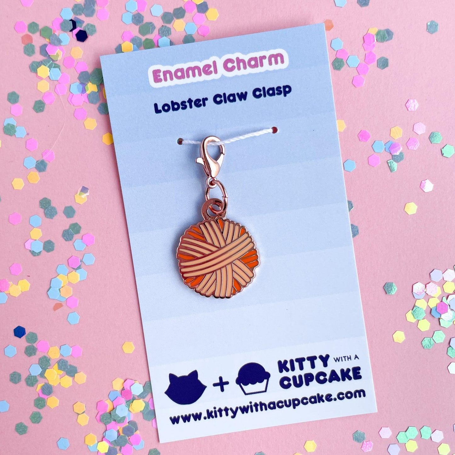 Kitty With A Cupcake-Orange Yarn Ball Charm-knitting notion-gather here online