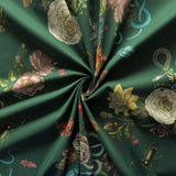 Lady McElroy-Cobra Corsage Bottle Green Viscose Challis Lawn-fabric-gather here online