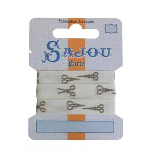 Sajou-Sajou Cotton Ribbon Card - Scissors 1M-trim-Beige-gather here online