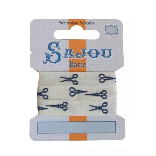 Sajou-Sajou Cotton Ribbon Card - Scissors 1M-trim-Blue-gather here online