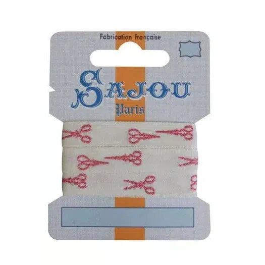 Sajou-Sajou Cotton Ribbon Card - Scissors 1M-trim-Pink-gather here online