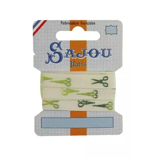 Sajou-Sajou Cotton Ribbon Card - Scissors 1M-trim-Variegated Green-gather here online