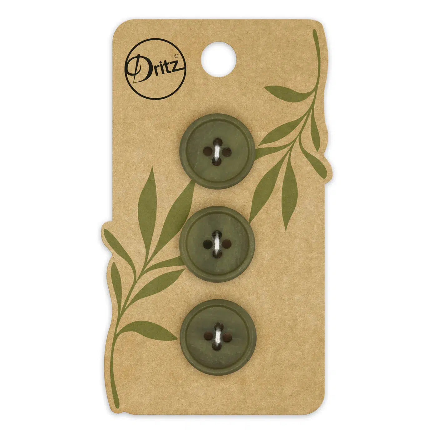 Dritz-18mm Recycled Paper Button Card - Dark Olive-button-gather here online