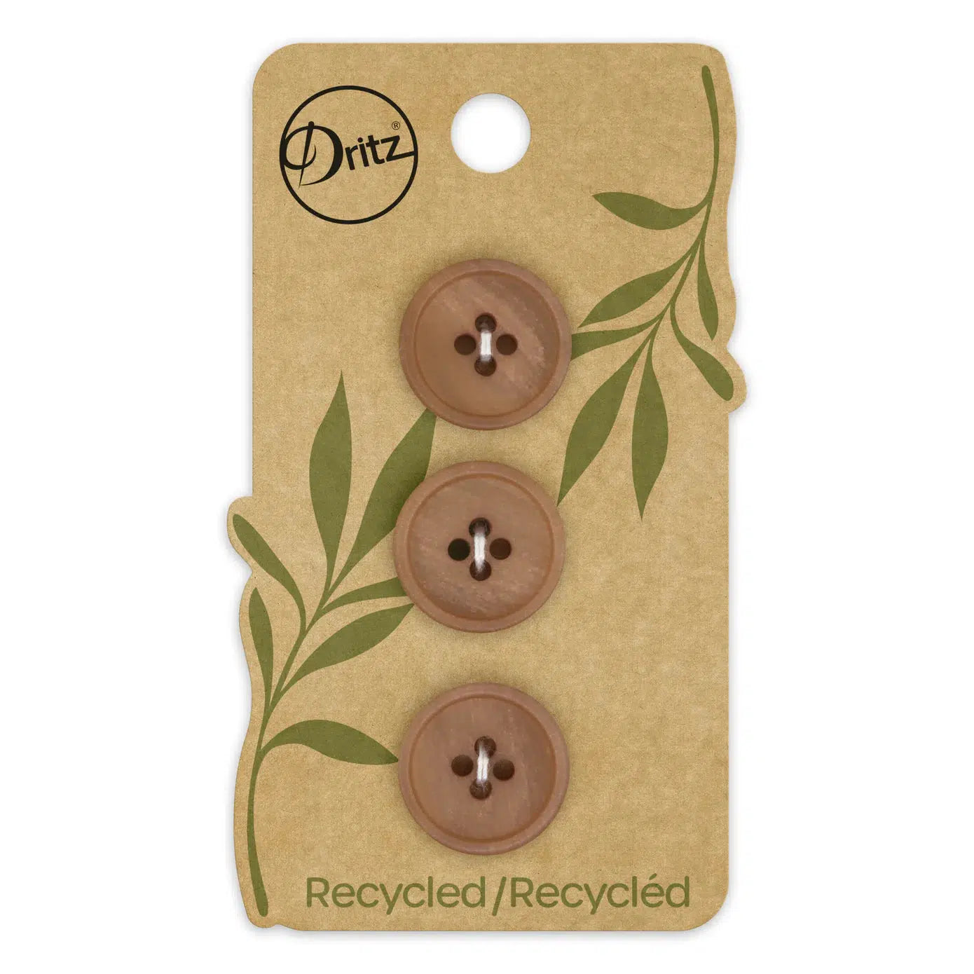 Dritz-18mm Recycled Paper Button Card - Beige-Camel-button-gather here online