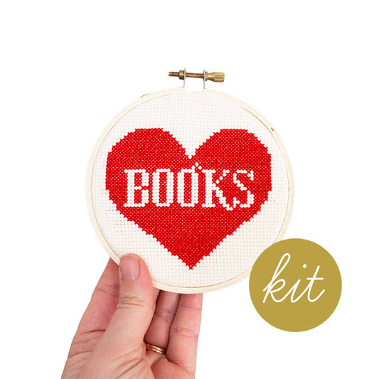 Junebug and Darlin-Book Lover, 4" Cross Stitch Kit-xstitch kit-gather here online