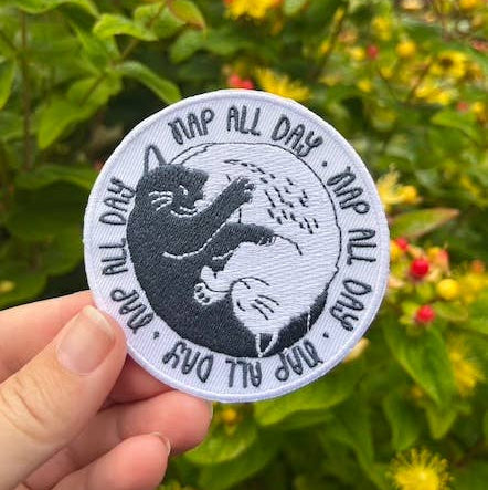 Pen+Pine-Cat Nap All Day Iron-On Patch-patches + pins-gather here online