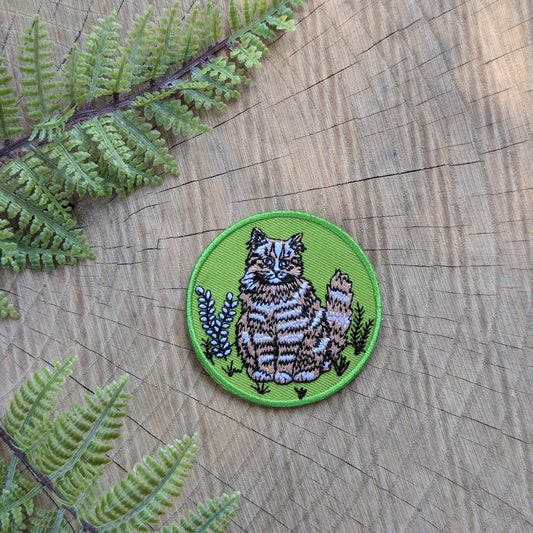 ilikesara-Green Outside Cat Iron-On Patch-patches + pins-gather here online