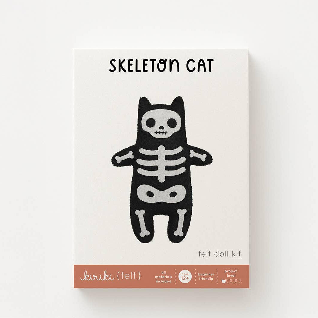 Kiriki Press-Skeleton Cat Felt Doll Kit-embroidery kit-gather here online