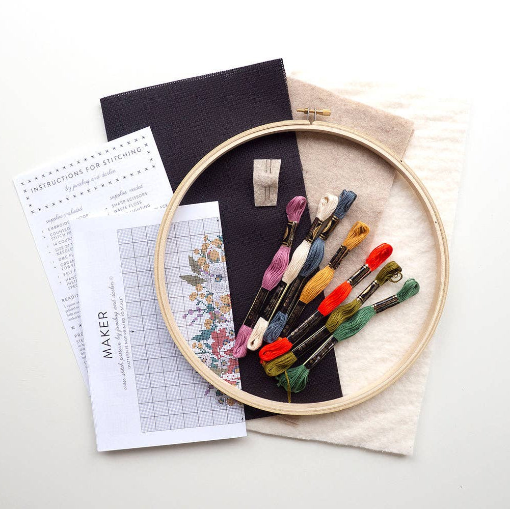 Junebug and Darlin-Maker, 10" Cross Stitch Kit-xstitch kit-gather here online