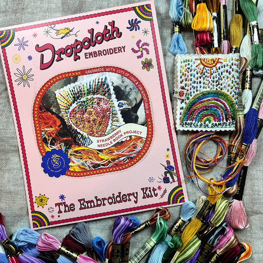 Dropcloth Samplers-Strawberry Needlebook Kit-embroidery kit-gather here online