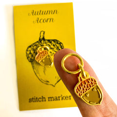 Firefly Notes-Autumn Acorn Round Stitch Marker - Single-knitting notion-gather here online