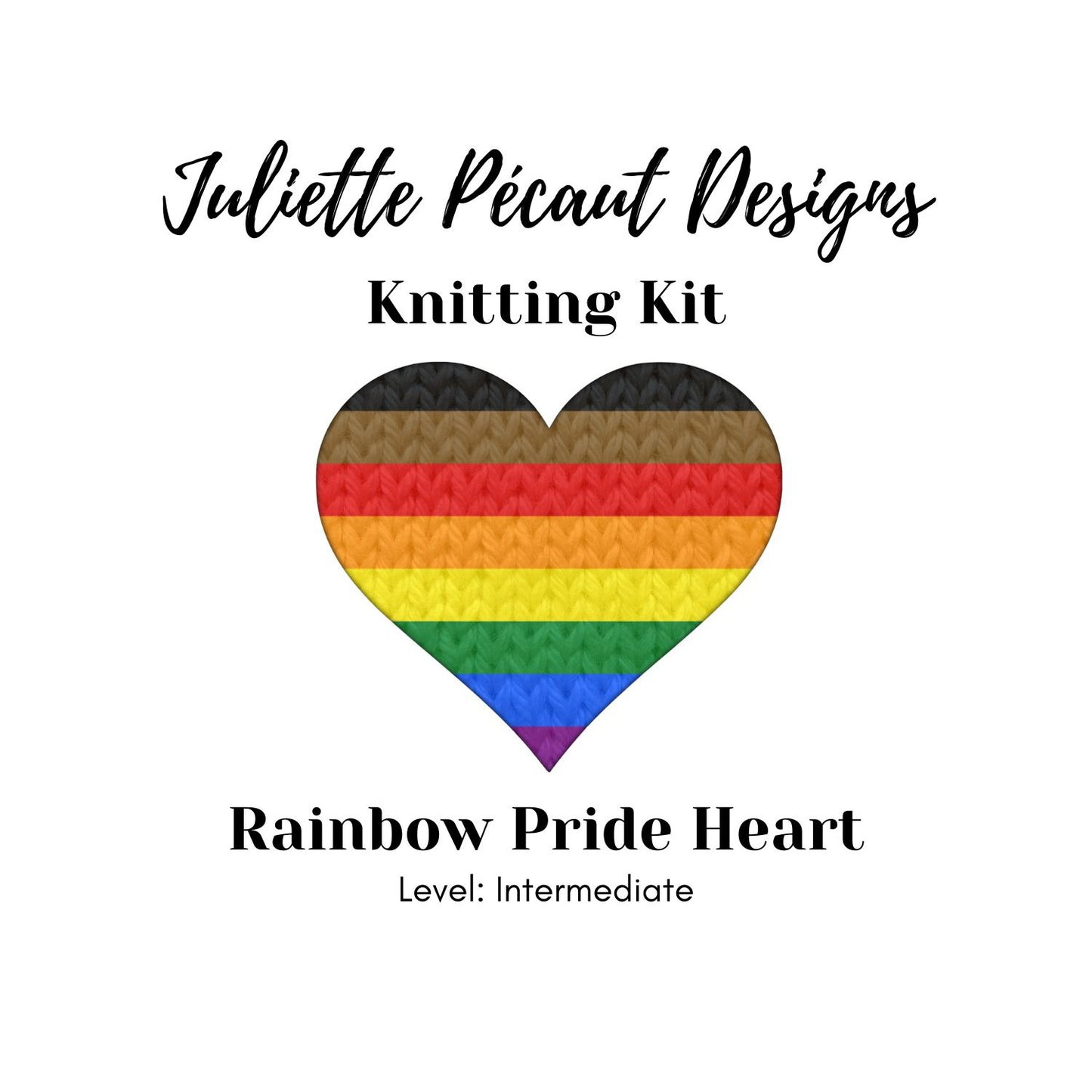 Juliette Pécaut Designs-Knitting Kit: Pride Hearts-knitting / crochet kit-Rainbow-gather here online