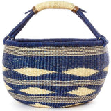 African Modern-Blue Diamond Handwoven Decorative Bolga Basket-accessory-gather here online