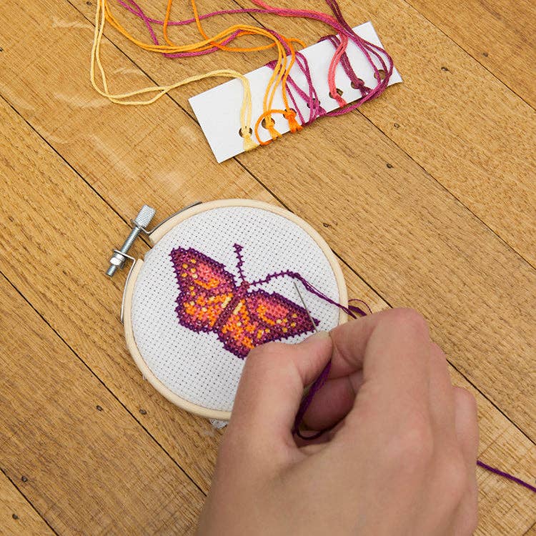 Kikkerland-Mini Cross Stitch Embroidery Kit - Butterfly-xstitch kit-gather here online