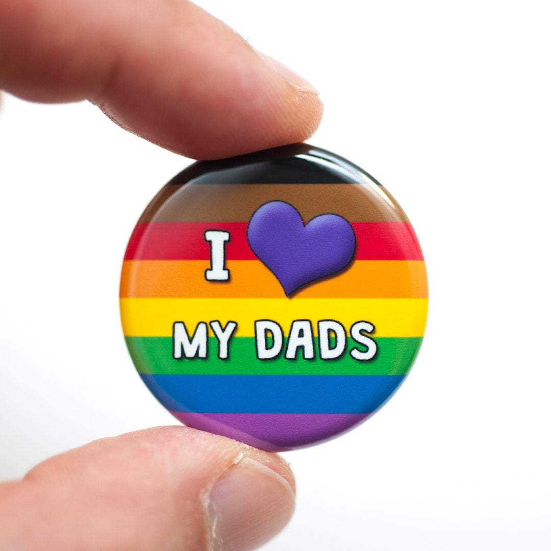 Crafty Queer Studio-I Love My Dads LGBTQ+ Pinback Button-accessory-gather here online