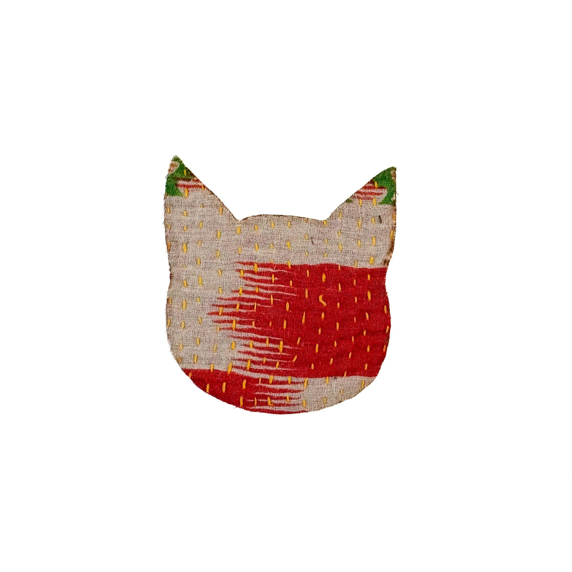 Otto Finn-Small Kantha Cat Iron-On Patch-patches + pins-gather here online