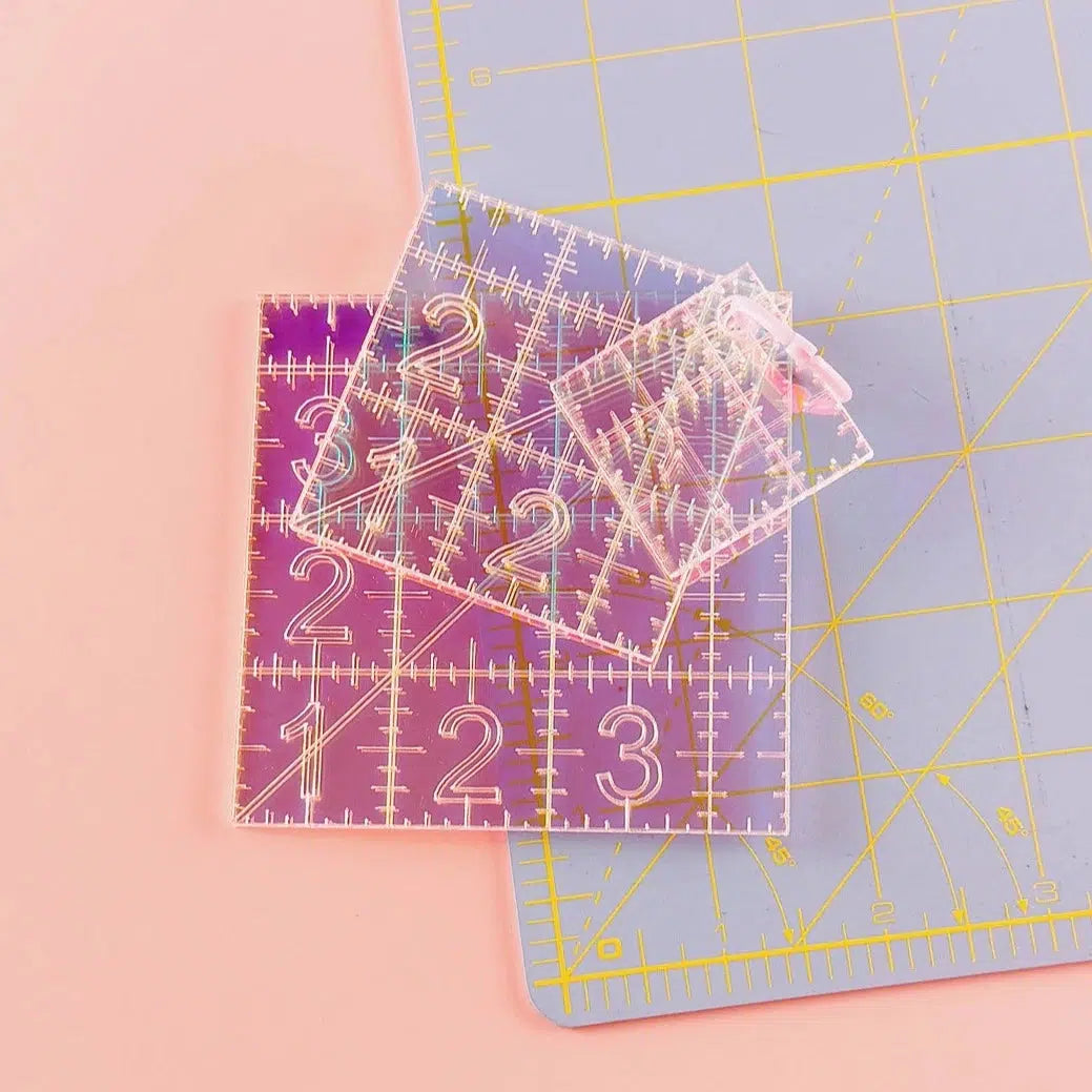 Whipstitch Handmade-Mini Squares Iridescent Quilting Rulers - Set of 3-sewing notion-gather here online