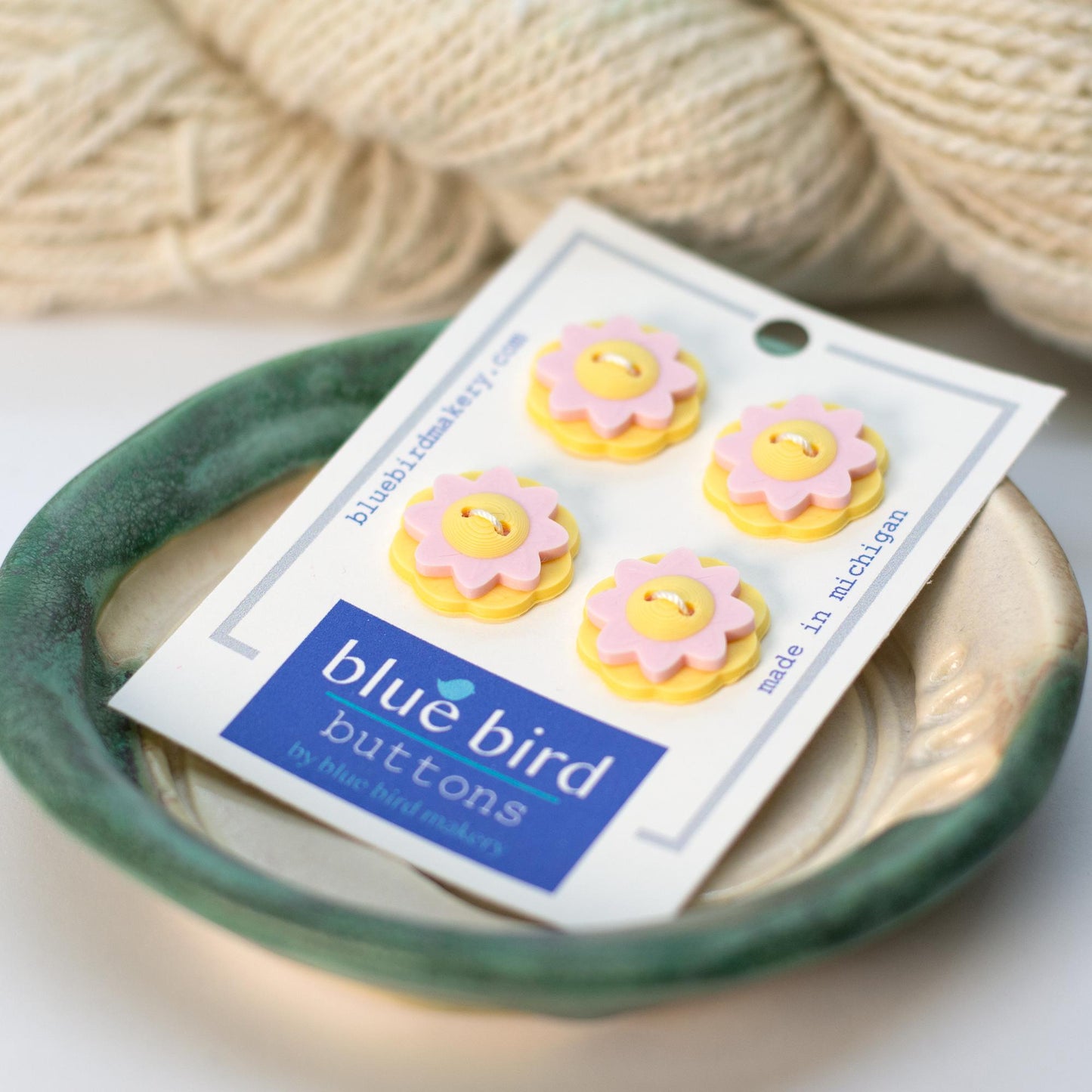 Blue Bird Makery-20mm Flower Buttons-button-Blush + Banana-gather here online
