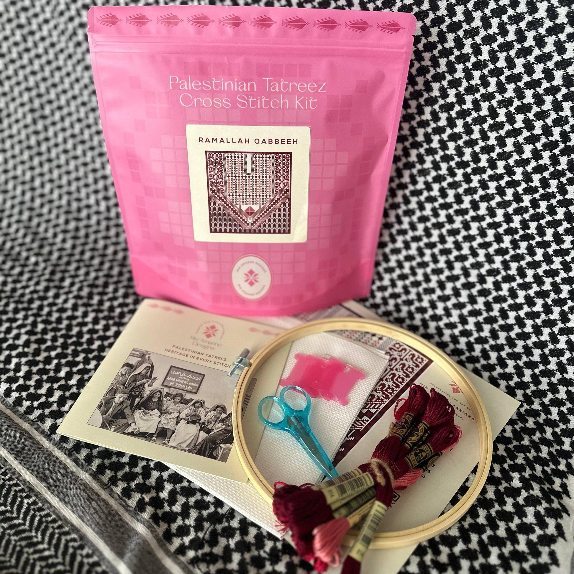 Min Amanne Tatreez Designs-Ramallah Qabbeh Tatreez Kit-xstitch kit-gather here online
