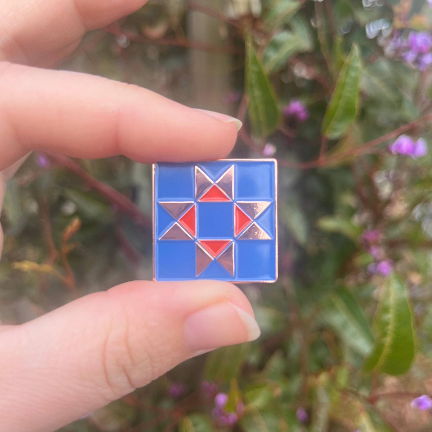 Pen+Pine-Quilt Square Enamel Pin-patches + pins-gather here online