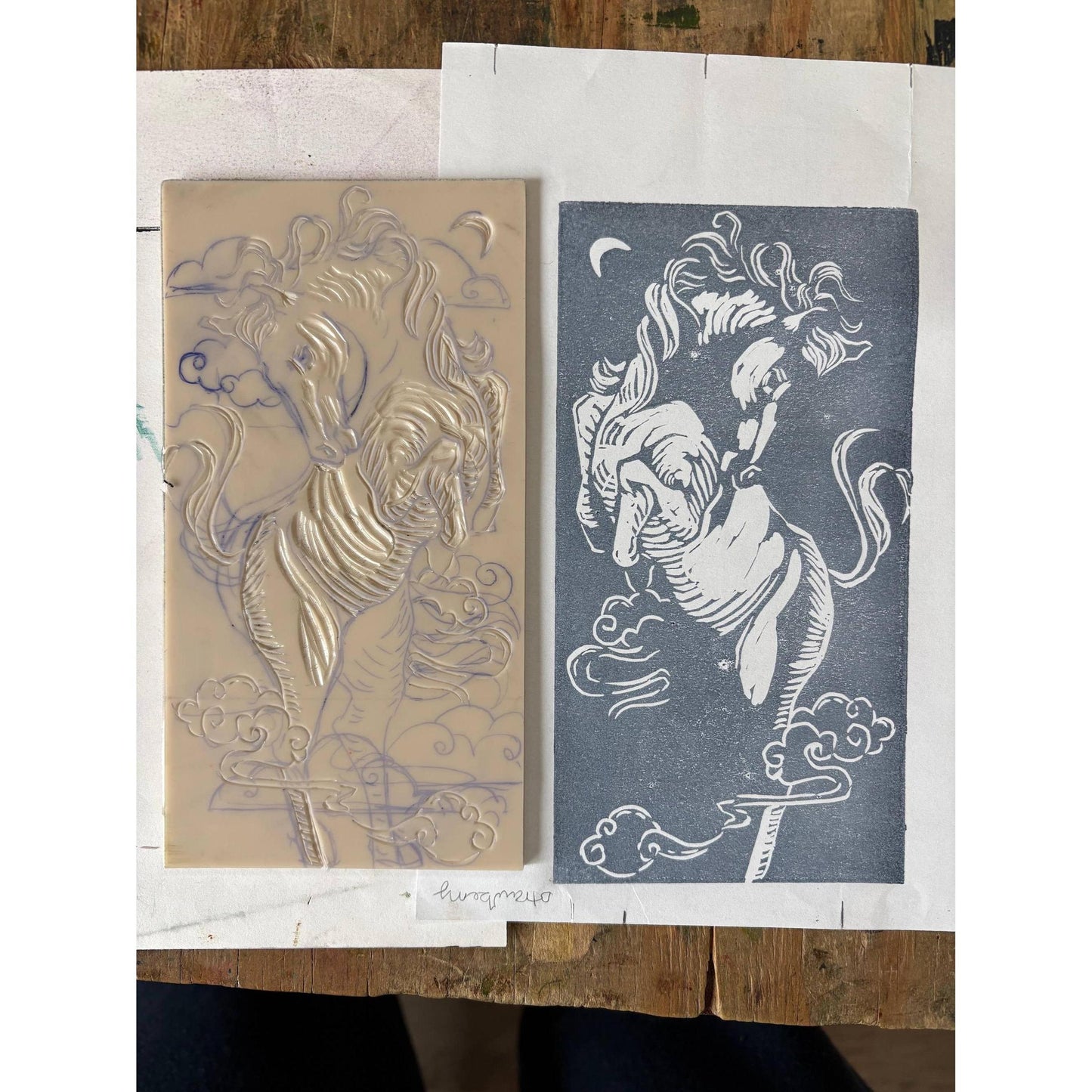 Kathie Studio-Horse Blockprinted Red Envelope-greeting card-gather here online