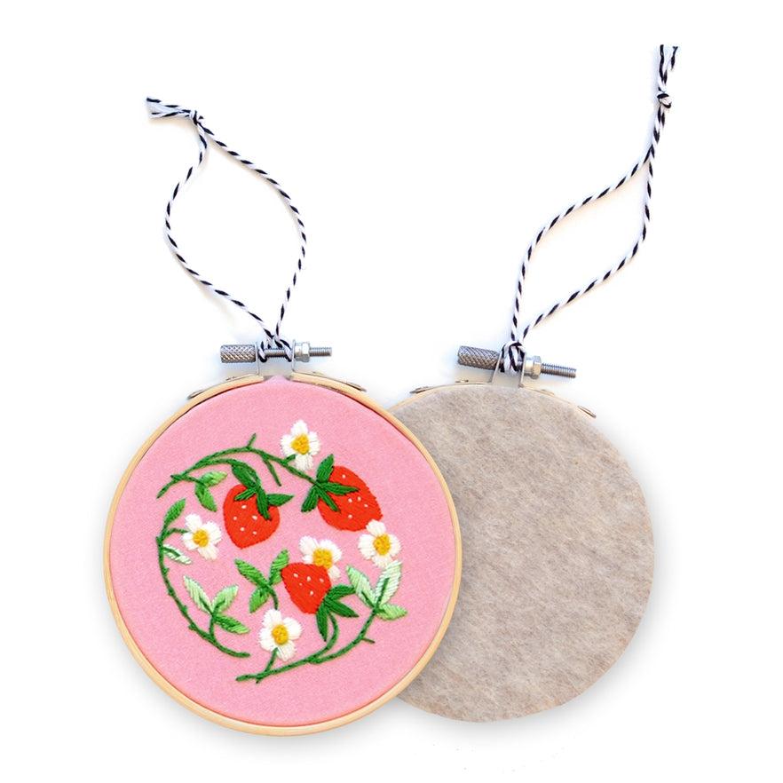 Antiquaria-Strawberries DIY Embroidery Ornament Kit-embroidery kit-gather here online