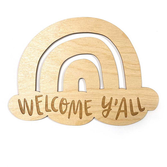 SnowMade-Welcome Y'all Rainbow Laser-engraved Wall Sign-accessory-gather here online