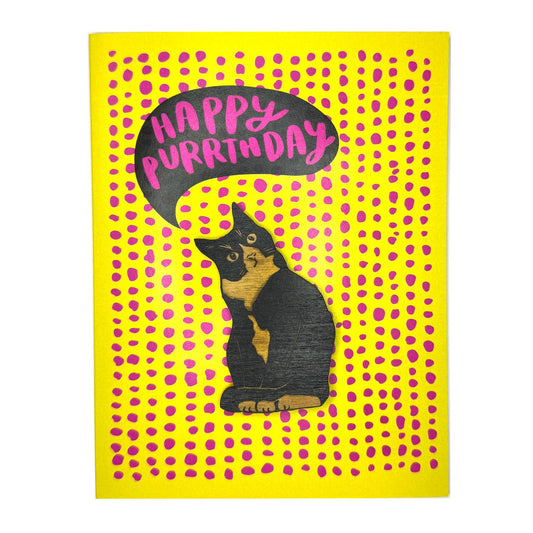 SnowMade-Happy Purrthday - Black Cat Magnet w/ Card-greeting card-gather here online
